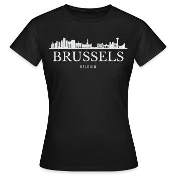 Brussels skyline, Brussels Belgium - Women's T-Shirt - black - Front - AI Model Female 172 dark (172cm)