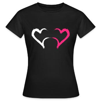 Herz in Rosa und Weiß - Frauen T-Shirt - Schwarz - Vorne - AI Model Female 172 dark (172cm)