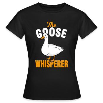 Oies d’oies chuchoteur - T-shirt Femme - noir - Devant - AI Model Female 172 dark (172cm)