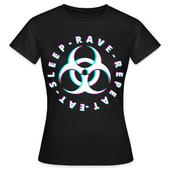 Raver / Rave / Gabber / Speedcore Raver Uptempo - T-shirt Femme - noir - Devant - AI Model Female 172 dark (172cm)