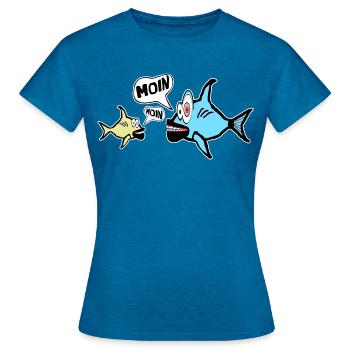 Poisson Moin Basse Allemagne Allemagne du Nord Miesfischieart - T-shirt Femme - bleu saphir antique chiné - Devant - AI Model Female 172 dark (172cm)