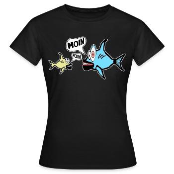Fish Moin Low German North German Miesfischieart - Women's T-Shirt - black - Front - AI Model Female 172 dark (172cm)