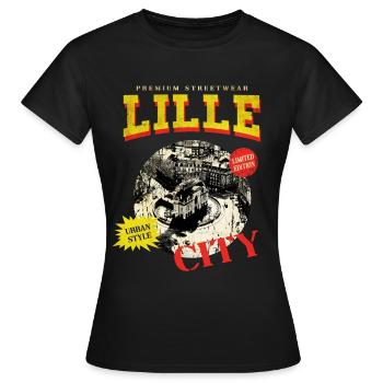 Lille France City Skyline Vintage Rétro - T-shirt Femme - noir - Devant - AI Model Female 172 dark (172cm)