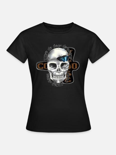 Umstrittener blauer Schmetterlingsschädel - Frauen T-Shirt - Schwarz