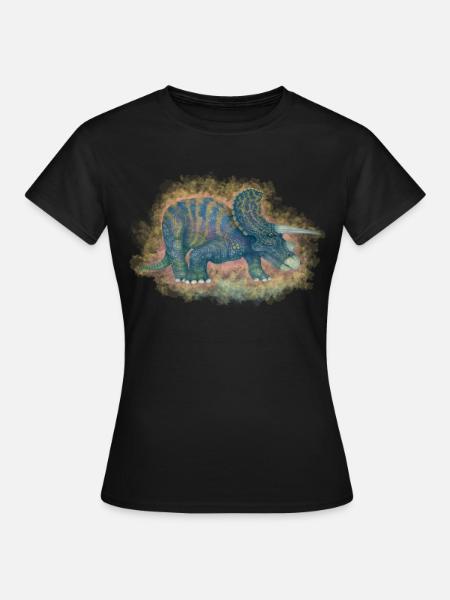 Gehörnte Dinosaurier - Frauen T-Shirt - Schwarz