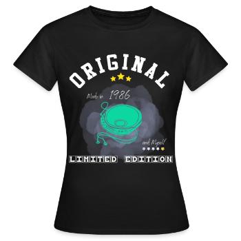 Year 1986 - Women's T-Shirt - black - Front - AI Model Female 172 dark (172cm)