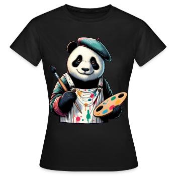 Cute Panda Artist - Women's T-Shirt - black - Front - AI Model Female 172 dark (172cm)