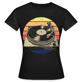 vinyle vinyle musique platine rétro - T-shirt Femme - noir - Devant - AI Model Female 172 dark (172cm)