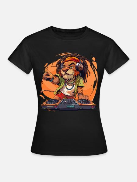 Rastafari Lion DJ - T-shirt Femme - noir