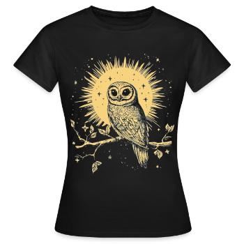 Eule Uhu Vogel Nachtvogel Tier Nacht Mond Natur - Frauen T-Shirt - Schwarz - Vorne - AI Model Female 172 dark (172cm)