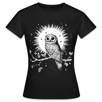 Eule Uhu Vogel Nachtvogel Tier Nacht Mond Natur - Frauen T-Shirt - Schwarz - Vorne - AI Model Female 172 dark (172cm)