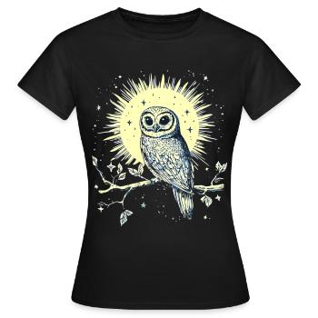 Eule Uhu Vogel Nachtvogel Tier Nacht Mond Natur - Frauen T-Shirt - Schwarz - Vorne - AI Model Female 172 dark (172cm)