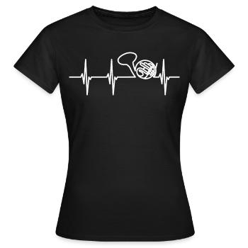 Ligne du Cor Français - T-shirt Femme - noir - Devant - AI Model Female 172 dark (172cm)