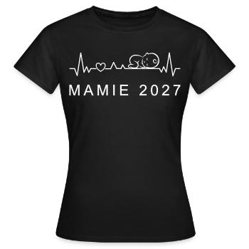 Future Mamie 2027 Battement de Cœur Grossesse - Frauen T-Shirt - Schwarz - Vorne - AI Model Female 172 dark (172cm)