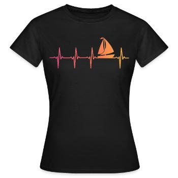 voile sunset battement de coeur bateau à voile - T-shirt Femme - noir - Devant - AI Model Female 172 dark (172cm)