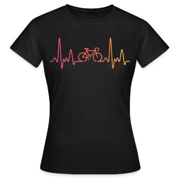 Sonnenuntergang Radfahren Herzschlag Radfahren - Frauen T-Shirt - Schwarz - Vorne - AI Model Female 172 dark (172cm)