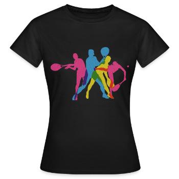 Tennis Tennisspieler Tennisplatz - Frauen T-Shirt - Schwarz - Vorne - AI Model Female 172 dark (172cm)