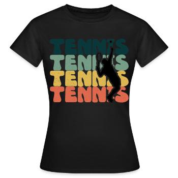 Tennis Tennisspieler Tennisplatz - Frauen T-Shirt - Schwarz - Vorne - AI Model Female 172 dark (172cm)
