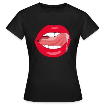 Baiser rouge bouche sexy - T-shirt Femme - noir - Devant - AI Model Female 172 dark (172cm)