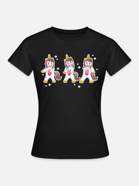 Trzy jednorożce tańczą Dabbing - Dame-T-shirt - sort