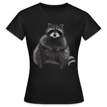 Assis raton laveur détendu - T-shirt Femme - noir - Devant - AI Model Female 172 dark (172cm)