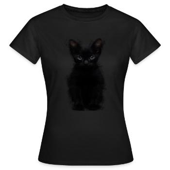Katze schwarze Katze Katzen Katzenbaby Haustier - Frauen T-Shirt - Schwarz - Vorne - AI Model Female 172 dark (172cm)