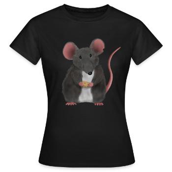 Petite souris ou rat mignon - T-shirt Femme - noir - Devant - AI Model Female 172 dark (172cm)