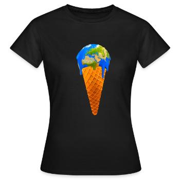 Global Warming Earth Ice cream - Frauen T-Shirt - Schwarz - Vorne - AI Model Female 172 dark (172cm)