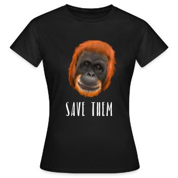 Monkey Ape Orang Utan - save them - Women's T-Shirt - black - Front - AI Model Female 172 dark (172cm)