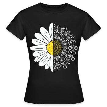 Weiße Blume Fahrrad Radfahren Fahrradfahrer Radfah - Frauen T-Shirt - Schwarz - Vorne - AI Model Female 172 dark (172cm)