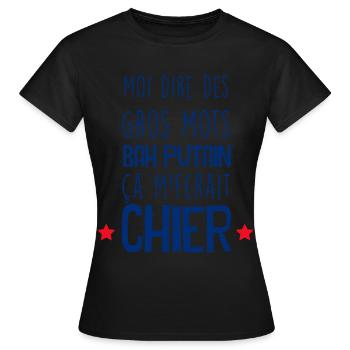 Je Suis Polie Putain Humour Gros Mots - T-shirt Femme - noir - Devant - AI Model Female 172 dark (172cm)