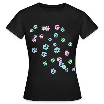 Pattes de chat, patte, pattes, chat - T-shirt Femme - noir - Devant - AI Model Female 172 dark (172cm)