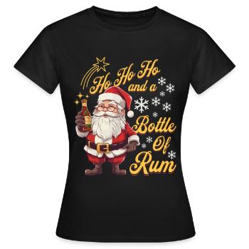 Père Noël bouteille rhum alcool liqueur Cheers - T-shirt Femme - noir - Devant - AI Model Female 172 dark (172cm)