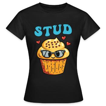 Cool Cupcake – Stud Muffin with Sunglasses - Women's T-Shirt - black - Front - AI Model Female 172 dark (172cm)