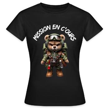 Mission en C'OURS - T-shirt Femme - noir - Devant - AI Model Female 172 dark (172cm)