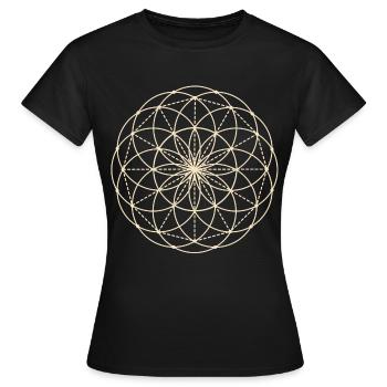 Heilige Geometrie Blume - Frauen T-Shirt - Schwarz - Vorne - AI Model Female 172 dark (172cm)