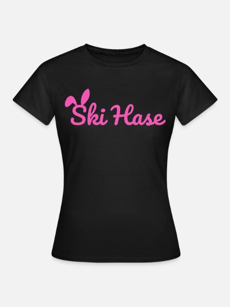 Ski Hase Skihase Party Schnee Winter Piste pink - Frauen T-Shirt - Schwarz