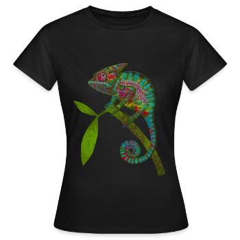 Chamaeleon - Frauen T-Shirt - Schwarz - Vorne - AI Model Female 172 dark (172cm)