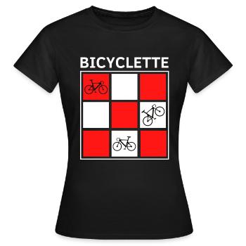 VÉLO CARRÉS ROUGE BLANC - T-shirt Femme - noir - Devant - AI Model Female 172 dark (172cm)
