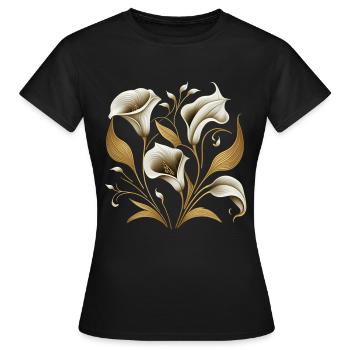 Lilien - Frauen T-Shirt - Schwarz - Vorne - AI Model Female 172 dark (172cm)