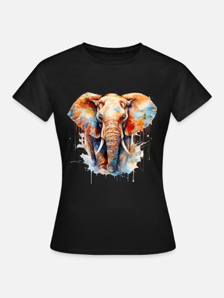 Elefant wasserfarben - Frauen T-Shirt - Schwarz