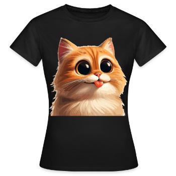 Chat aux yeux énormes - T-shirt Femme - noir - Devant - AI Model Female 172 dark (172cm)