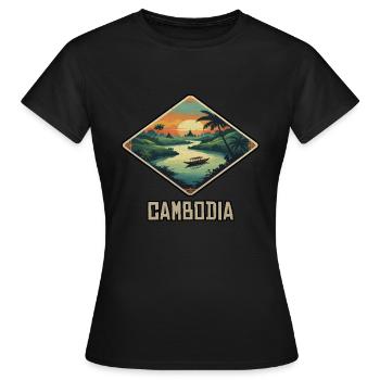 Cambodge - T-shirt Femme - noir - Devant - AI Model Female 172 dark (172cm)