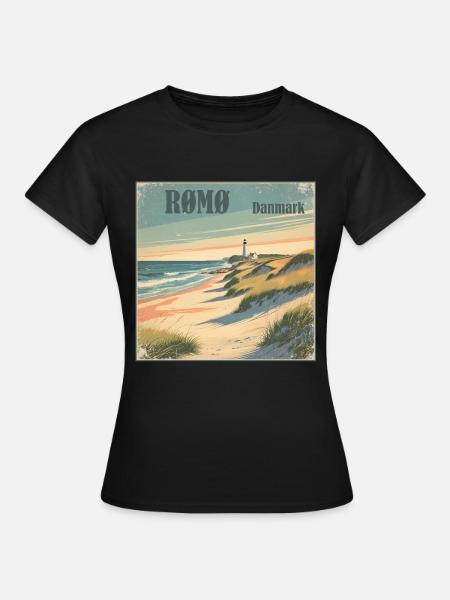 Roemoe Noordzee Strand - Dame-T-shirt - sort