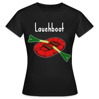 Poireau Bateau Drôle Image Blague Mince - T-shirt Femme - noir - Devant - AI Model Female 172 dark (172cm)