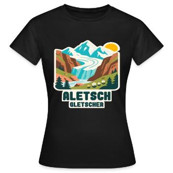 Glacier d’Aletsch - T-shirt Femme - noir - Devant - AI Model Female 172 dark (172cm)