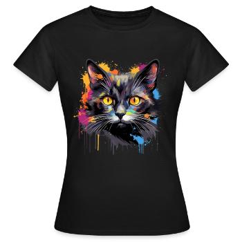 schwarze Katze - Frauen T-Shirt - Schwarz - Vorne - AI Model Female 172 dark (172cm)