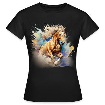 Cheval, quarter horse, palomino - Women's T-Shirt - black - Front - AI Model Female 172 dark (172cm)