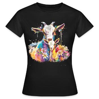 Goat with her calf - Women's T-Shirt - black - Front - AI Model Female 172 dark (172cm)