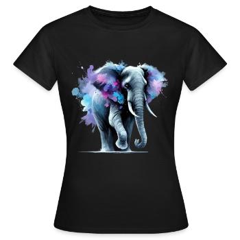 Éléphant majestueux en aquarelle - T-shirt Femme - noir - Devant - AI Model Female 172 dark (172cm)